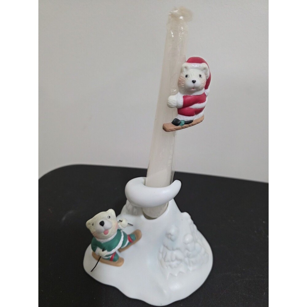 🎄 Christmas Around The World Ski Land Candle Holder"  w/Orig.Box